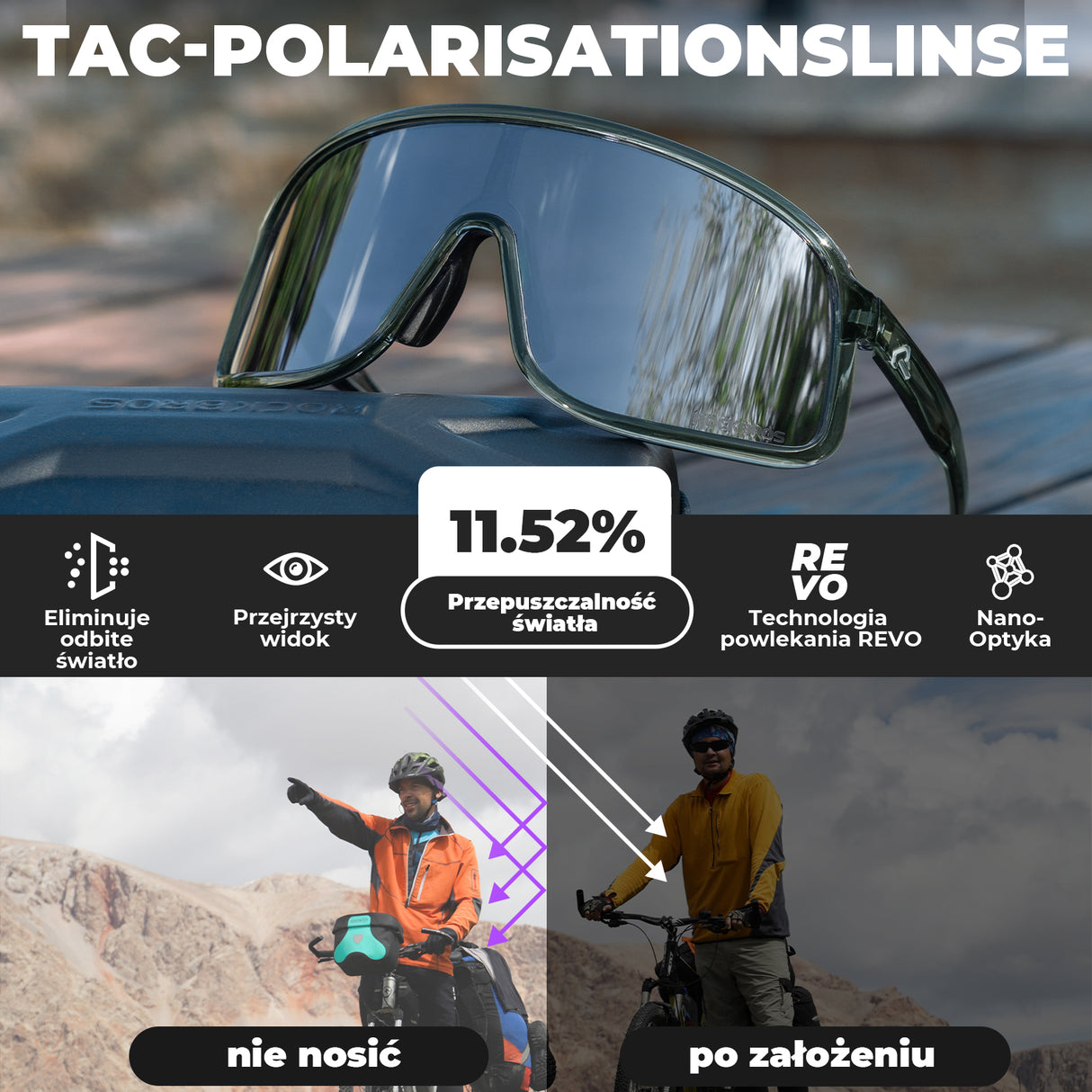 ROCKBROS Okulary polaryzacyjne Sportowe UV400 -SP350 Okulary i gogle