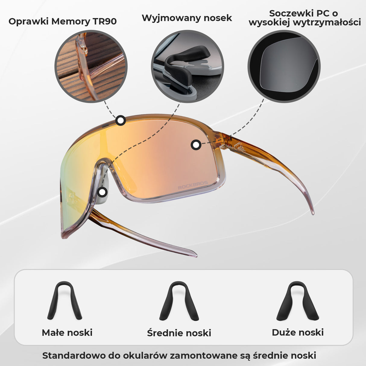 ROCKBROS Okulary polaryzacyjne Sportowe UV400 -SP350 Okulary i gogle