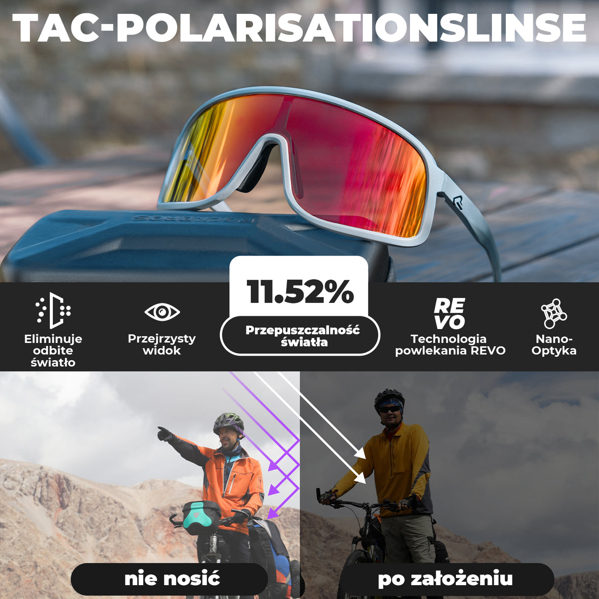 ROCKBROS Okulary polaryzacyjne Sportowe UV400 -SP350 Okulary i gogle