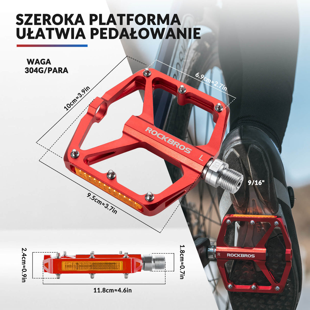 ROCKBROS Pedał Rowerowy ze Stopu Aluminium Antypoślizgowy -K371 Pedały rowerowe