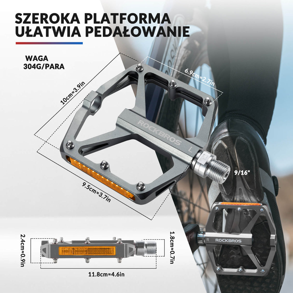 ROCKBROS Pedał Rowerowy ze Stopu Aluminium Antypoślizgowy -K371 Pedały rowerowe