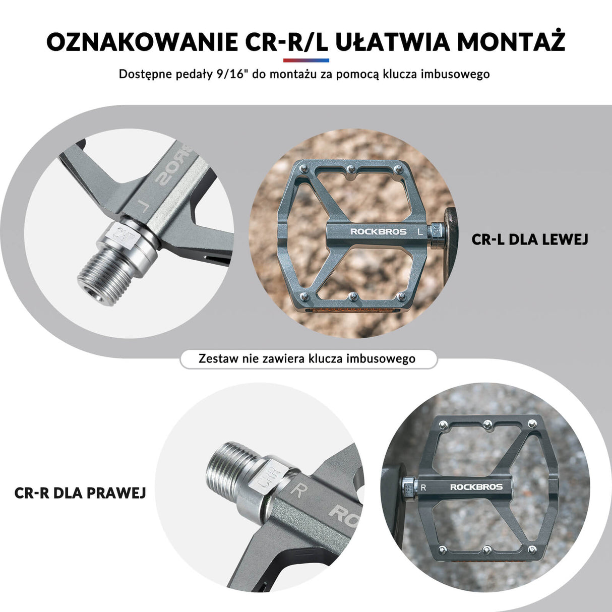 Pedał Rowerowy ze Stopu Aluminium Antypoślizgowy -K371