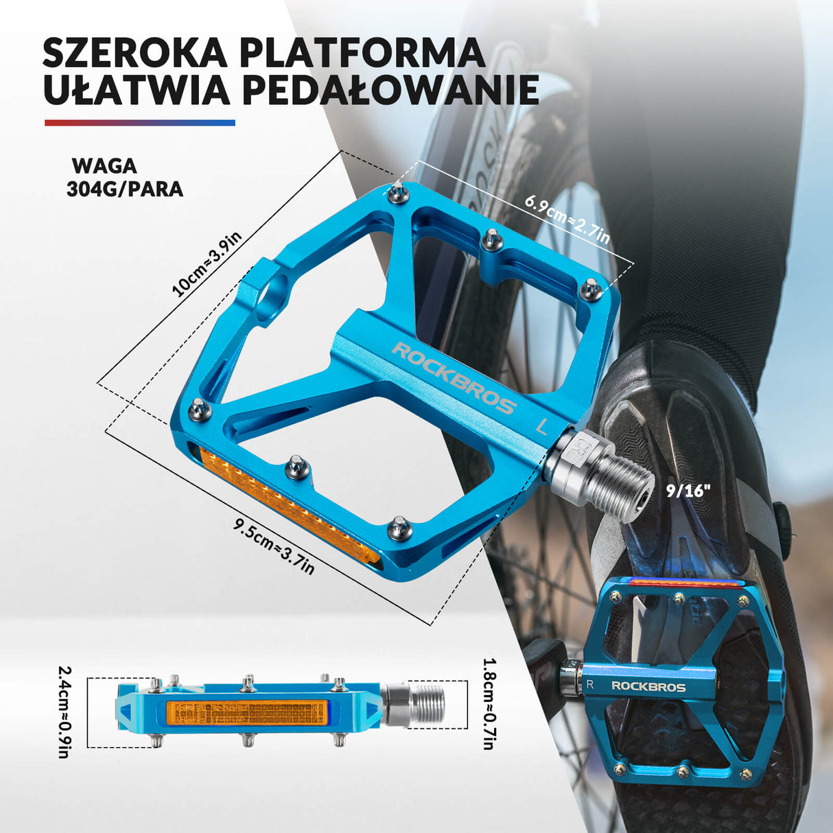 ROCKBROS Pedał Rowerowy ze Stopu Aluminium Antypoślizgowy -K371 Pedały rowerowe