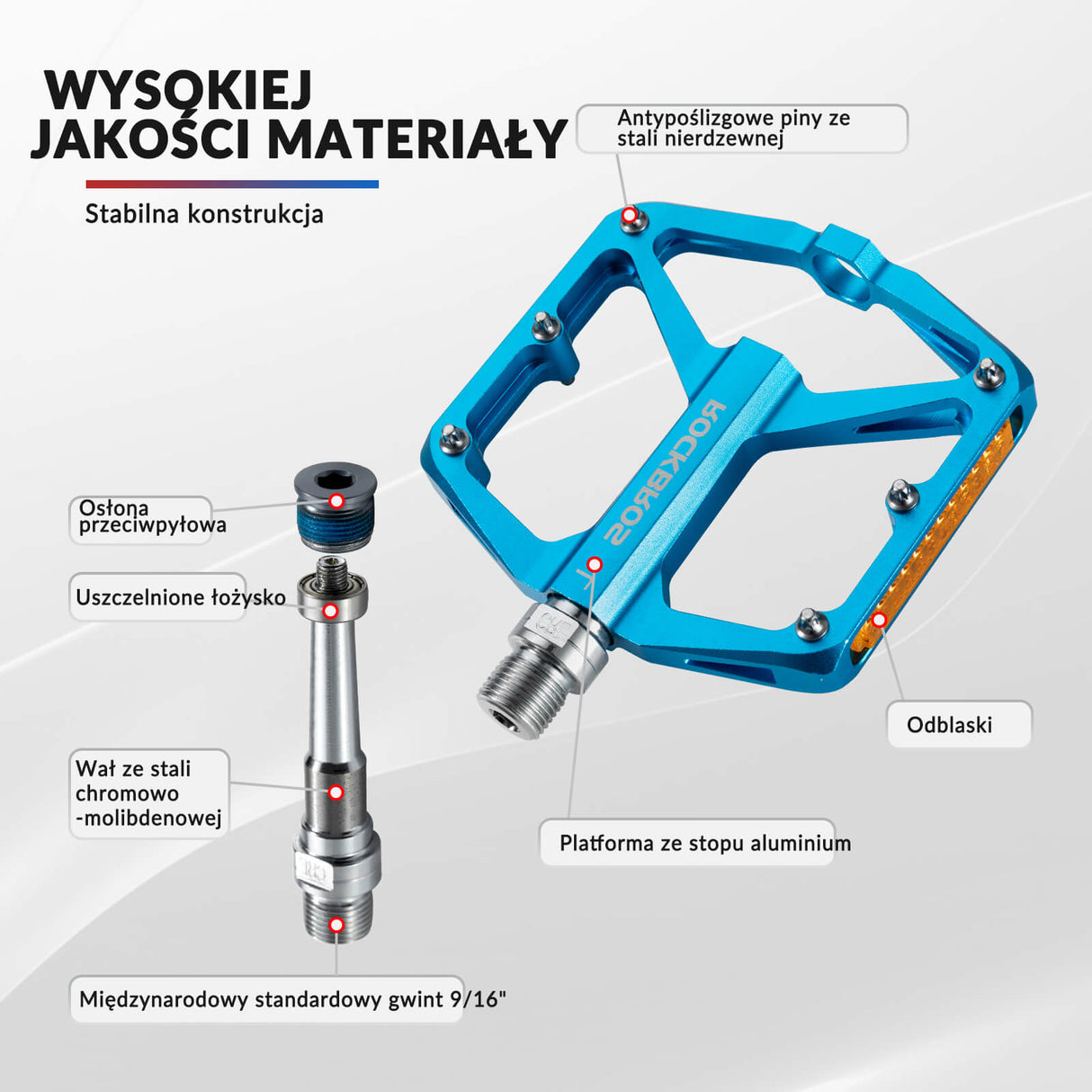 ROCKBROS Pedał Rowerowy ze Stopu Aluminium Antypoślizgowy -K371 Pedały rowerowe