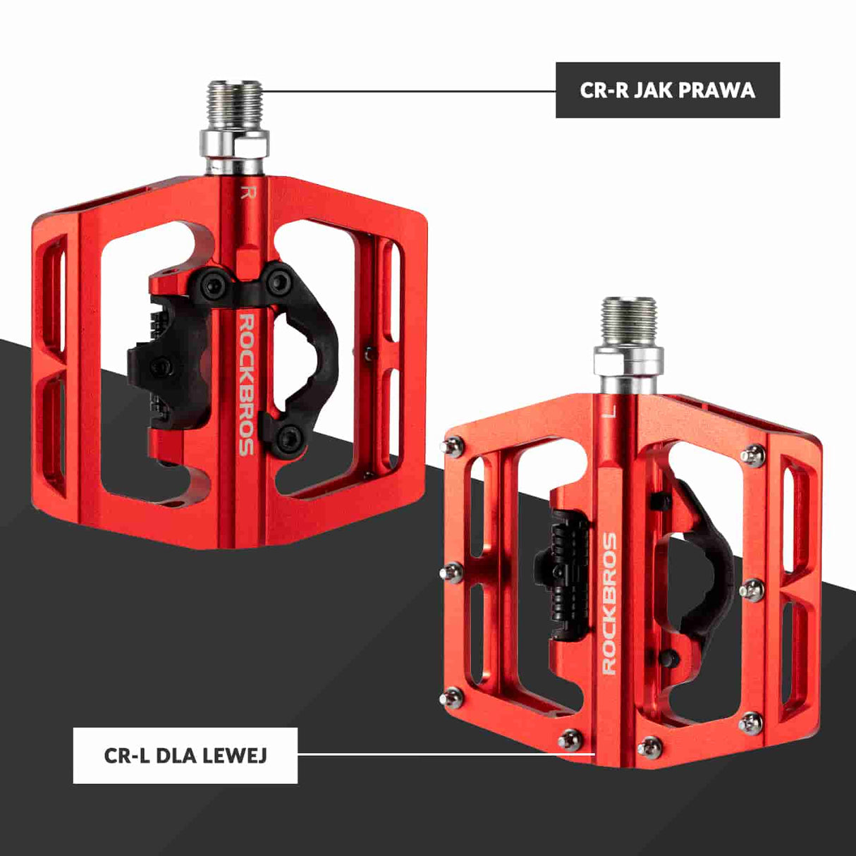 ROCKBROS Pedały Rowerowe Aluminiowe Antypoślizgowe Pedały SPD/Pedały Platformowe 9/16" Pedały rowerowe
