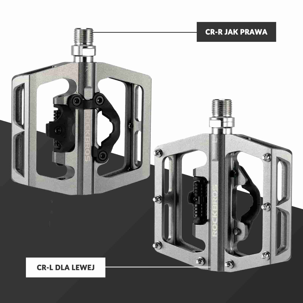 ROCKBROS Pedały Rowerowe Aluminiowe Antypoślizgowe Pedały SPD/Pedały Platformowe 9/16" Pedały rowerowe