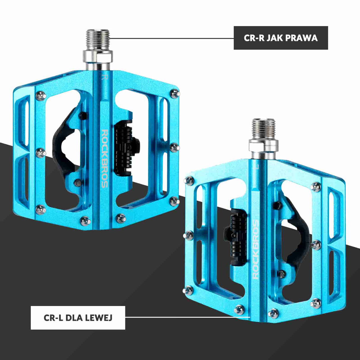 ROCKBROS Pedały Rowerowe Aluminiowe Antypoślizgowe Pedały SPD/Pedały Platformowe 9/16" Pedały rowerowe