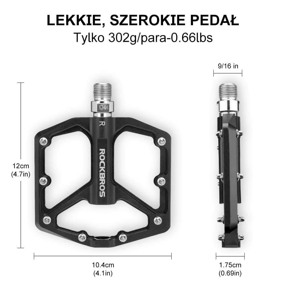 ROCKBROS Pedały Rowerowe Pedały z Aluminium 9/16 Cala Para Pedały rowerowe