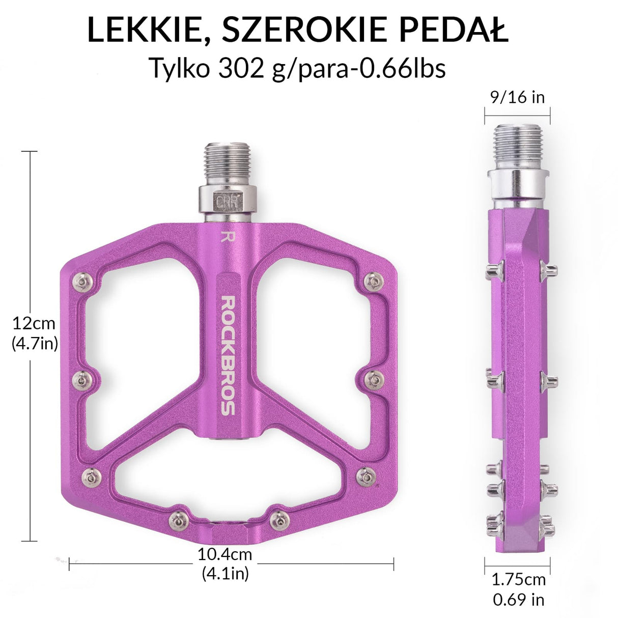 ROCKBROS Pedały Rowerowe Pedały z Aluminium 9/16 Cala Para Pedały rowerowe