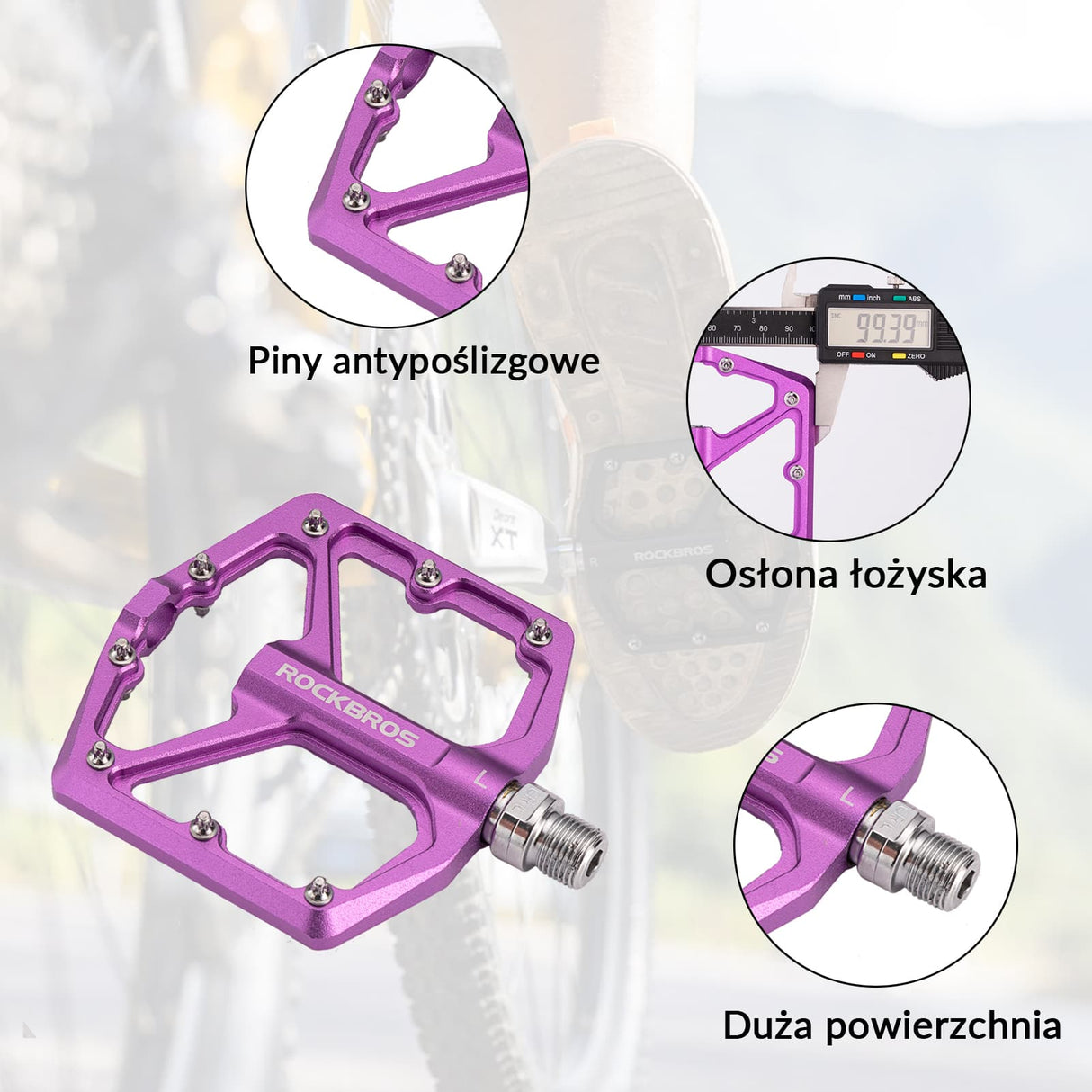 ROCKBROS Pedały Rowerowe Pedały z Aluminium 9/16 Cala Para Pedały rowerowe