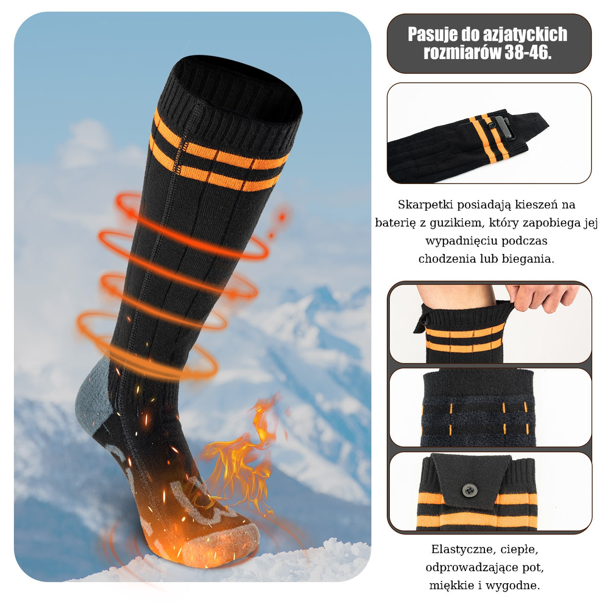 ROCKBROS Podgrzewane Skarpety Na Baterie -JRWZ-5805A Skarpetka