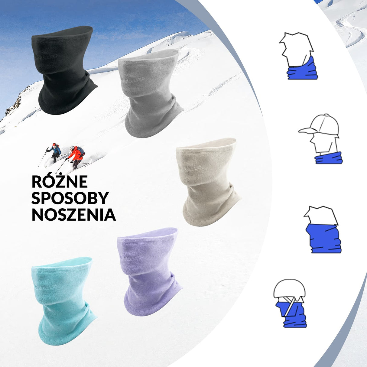 Qunature Dwustronny Polarowy Ocieplacz na Twarz i Szyję -014-WB023