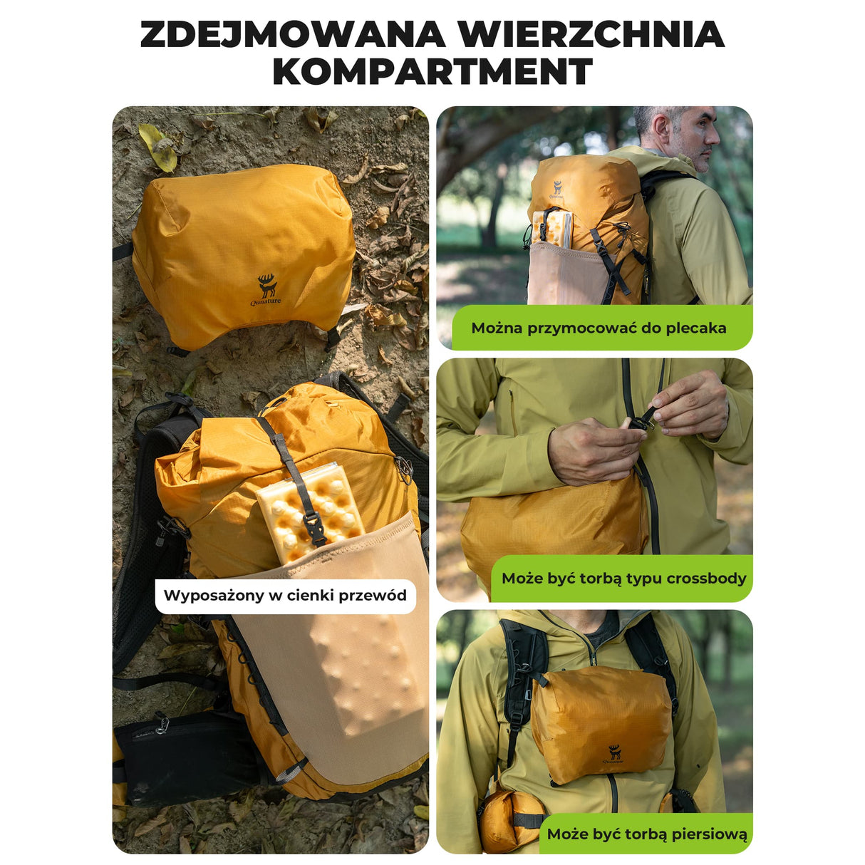 Qunature Qunature Plecak Trekkingowy 25 L z Odpinaną Kieszenią I Dostępem Bocznym-H64 Qunature-Wędrówki