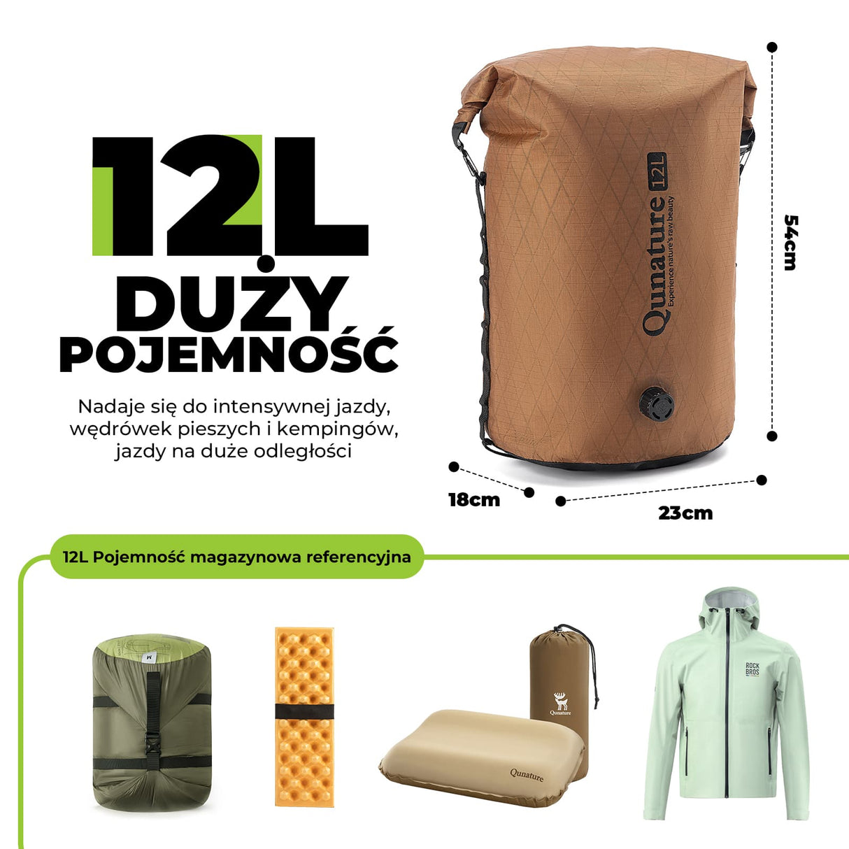 Qunature Bikepacking Wodoszczelna Torba na Kierownicę 6 L / 12 L