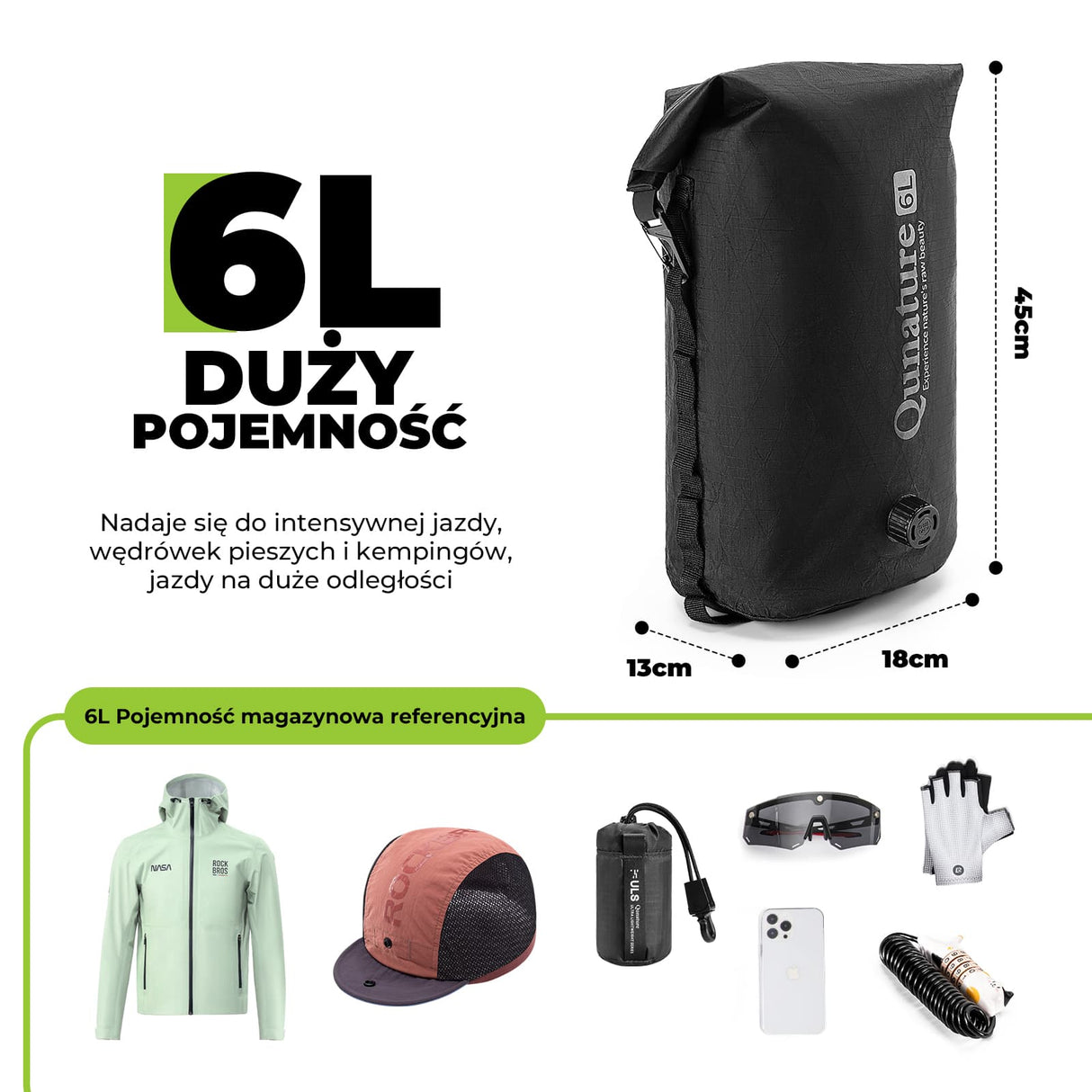 Qunature Qunature Bikepacking Wodoszczelna Torba na Kierownicę 6 L / 12 L Torba Przednia