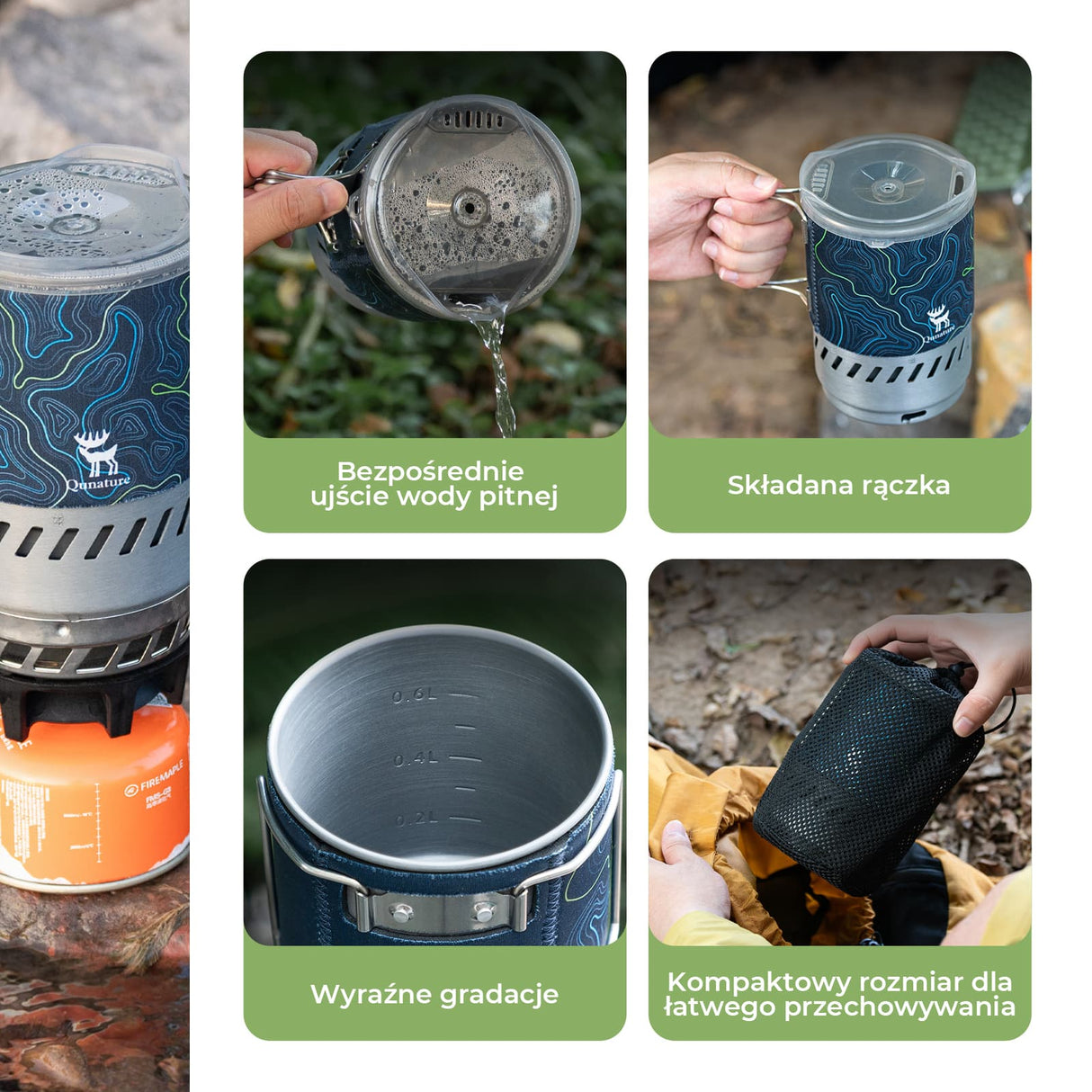 Qunature Qunature Zintegrowany System Kuchenki z Funkcją Szybkiego Podgrzewania Biwak