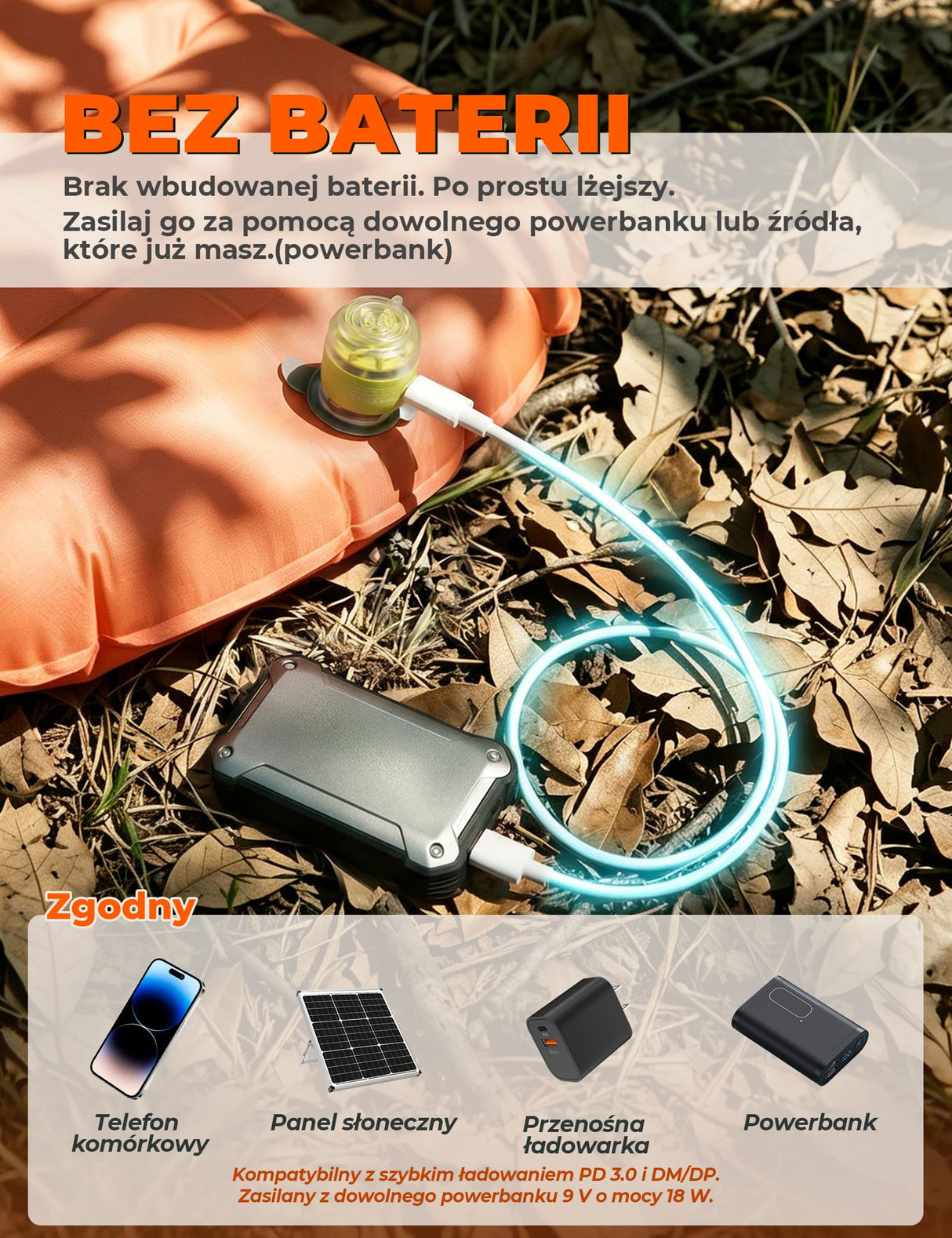 Qunature Qunature Mini Pompka Elektryczna Turystyczna 5kPa Biwak