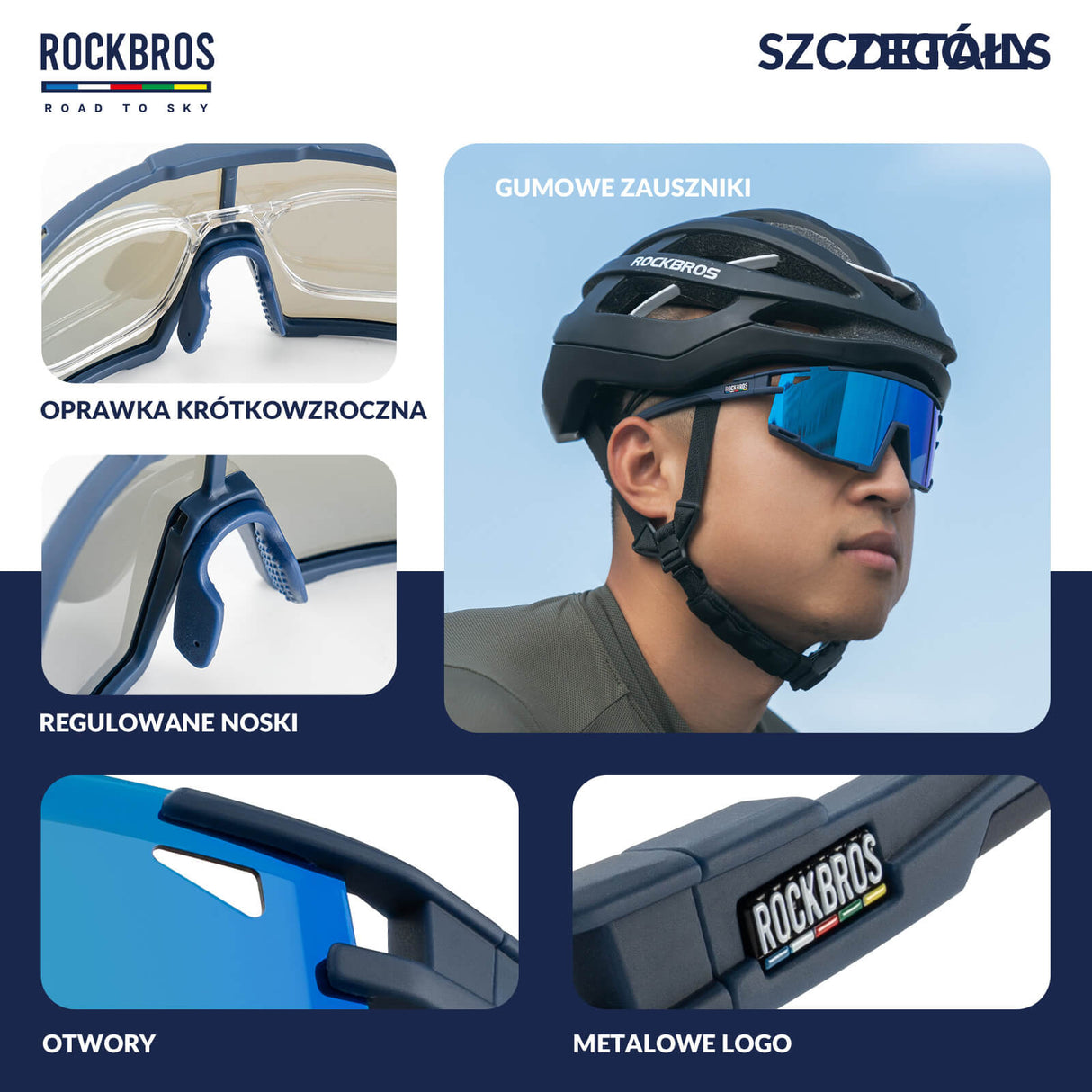 ROCKBROS ROAD TO SKY Okulary Rowerowe Polaryzacyjne Okulary Sportowe UV400 | ROCKBROS Okulary i gogle