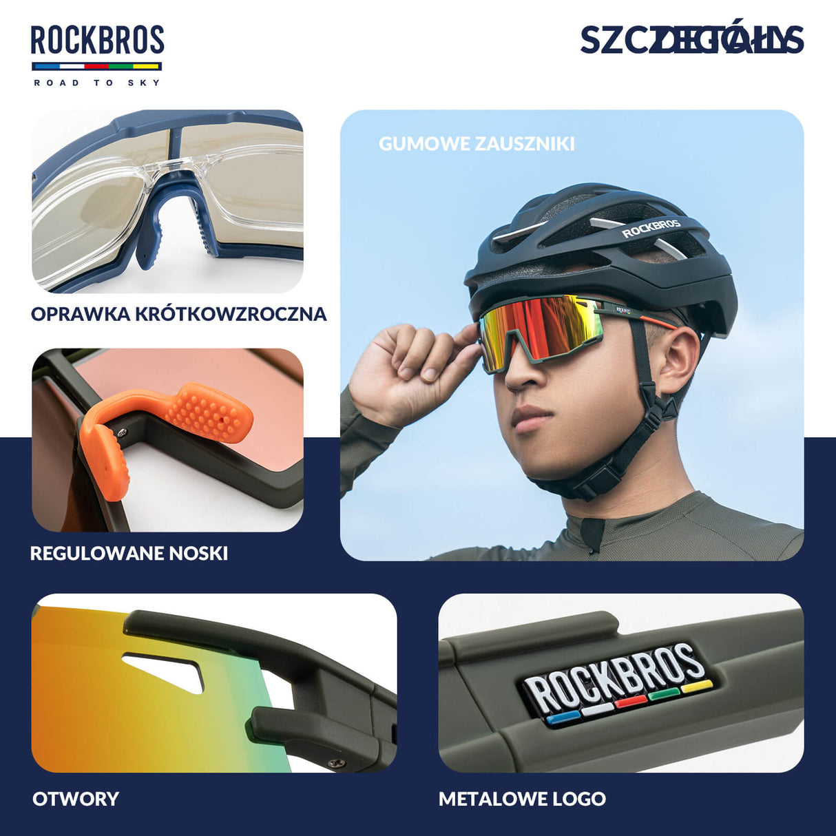 ROCKBROS ROAD TO SKY Okulary Rowerowe Polaryzacyjne Okulary Sportowe UV400 | ROCKBROS Okulary i gogle