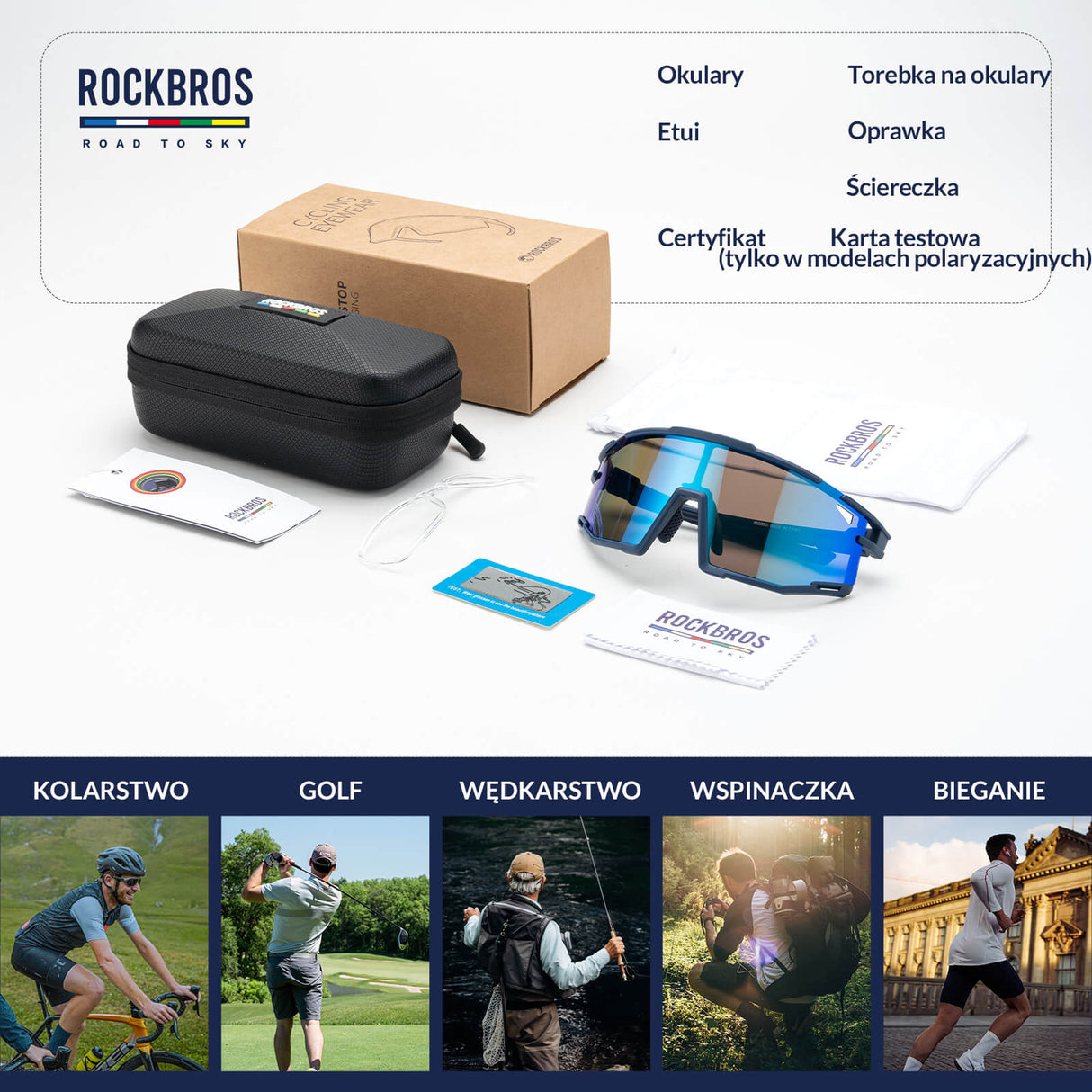 ROCKBROS ROAD TO SKY Okulary Rowerowe Polaryzacyjne Okulary Sportowe UV400 | ROCKBROS Okulary i gogle