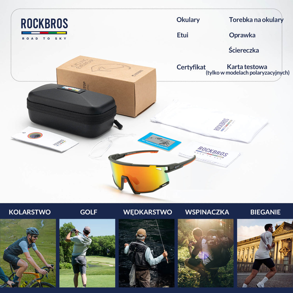 ROCKBROS ROAD TO SKY Okulary Rowerowe Polaryzacyjne Okulary Sportowe UV400 | ROCKBROS Okulary i gogle