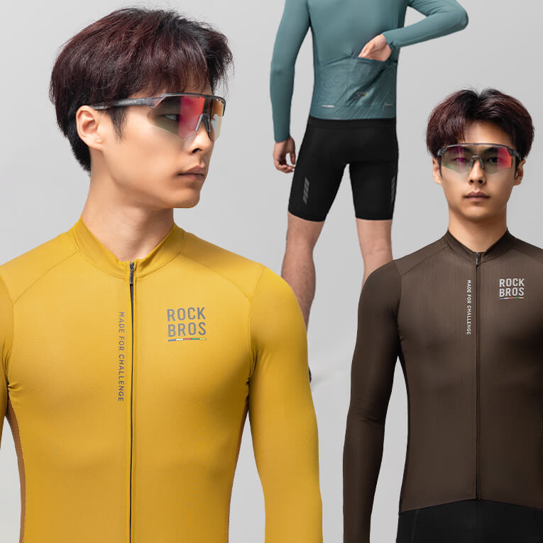 ROCKBROS ROAD TO SKY Koszulka Rowerowa Męska z Długim Rękawem na Wiosnę i Lato Koszulki