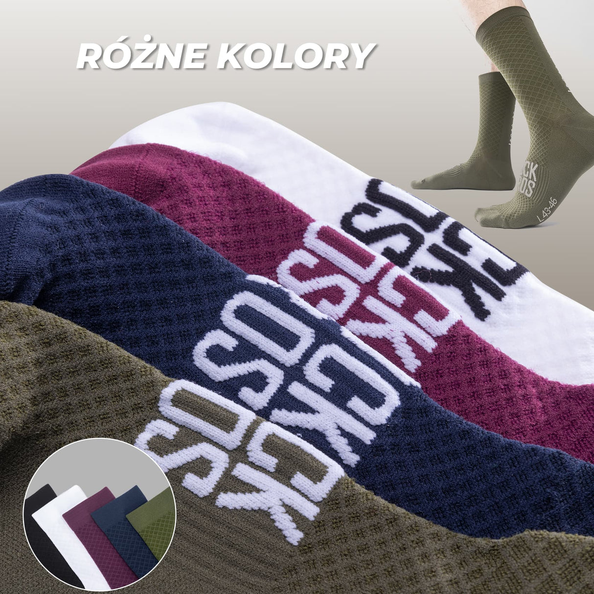 ROAD TO SKY Skarpetki Rowerowe Amortyzujące O Średniej Długości