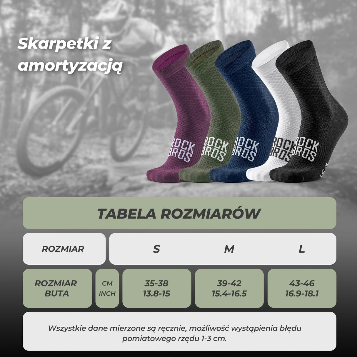 ROCKBROS ROAD TO SKY Skarpetki Rowerowe Amortyzujące O Średniej Długości Skarpetka