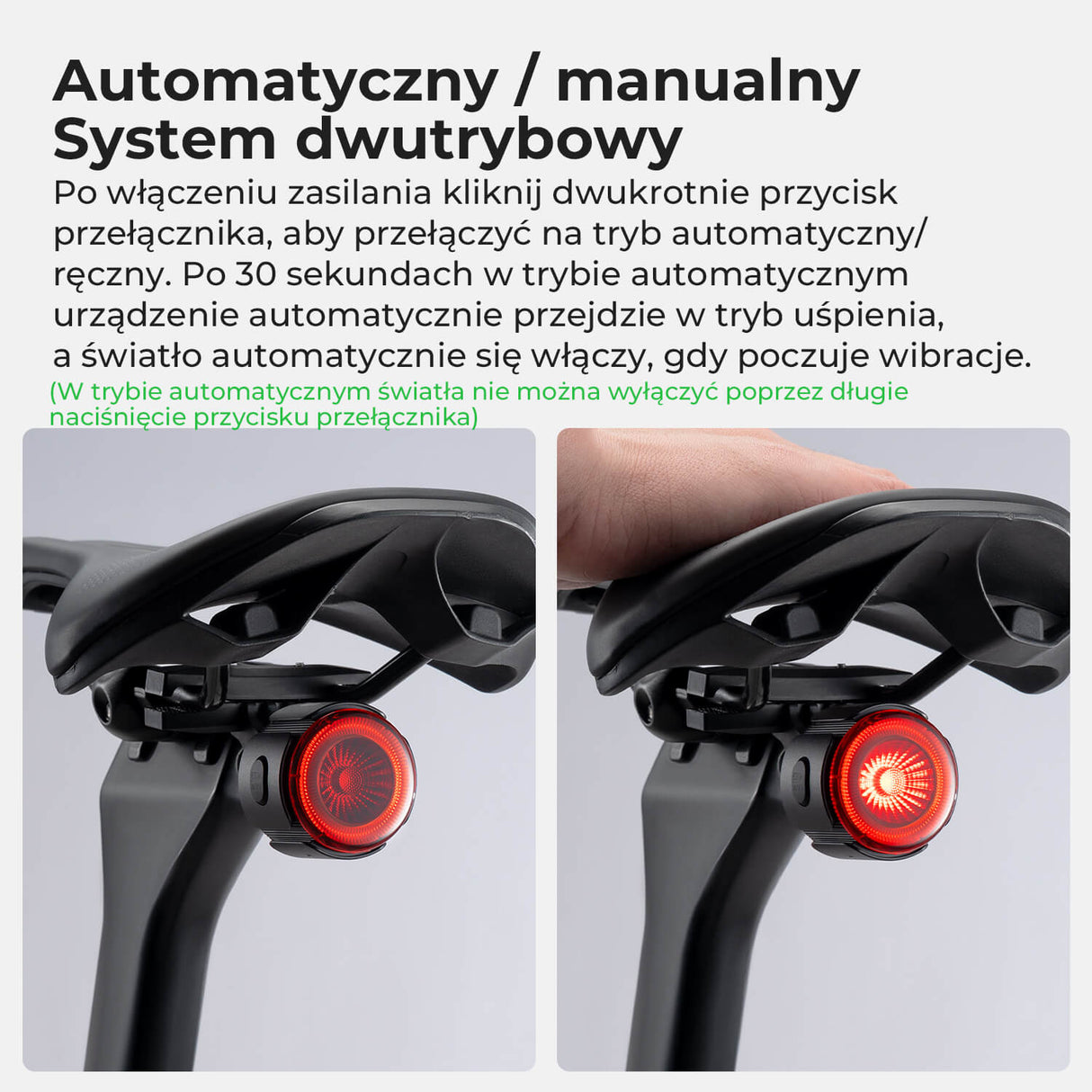 ROCKBROS ROAD TO SKY Inteligentne Tylne Światło Rowerowe Wodoodporność -RL1F Światła rowerowe