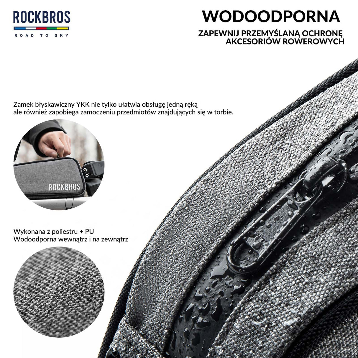 ROCKBROS ROAD TO SKY Torba Rowerowa na Ramę Wodoodporna 0,7L Torby na ramę