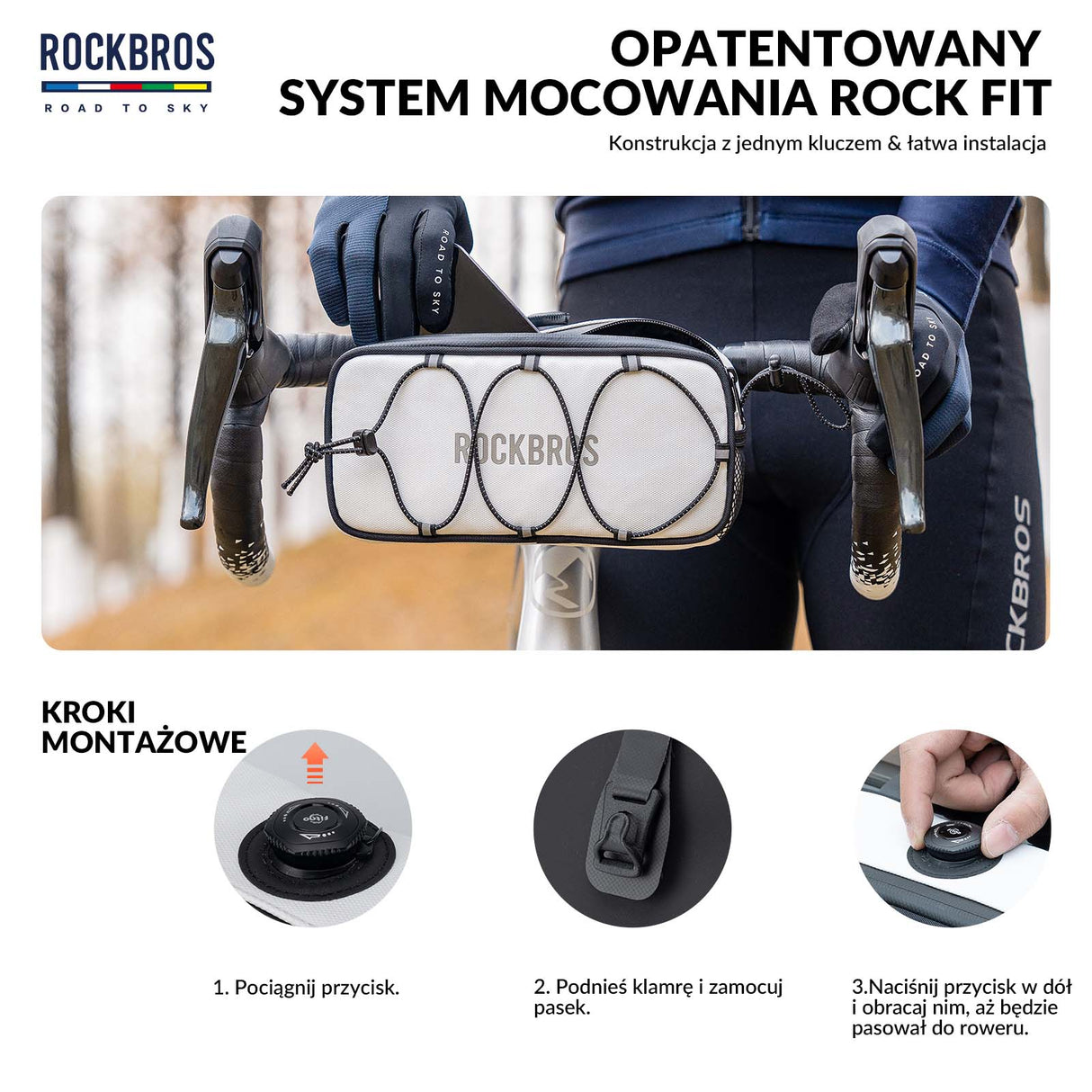 ROCKBROS ROAD TO SKY Torby na Kierownicę Rowerową Wodoodporna 1.9L Torby na kierownicę