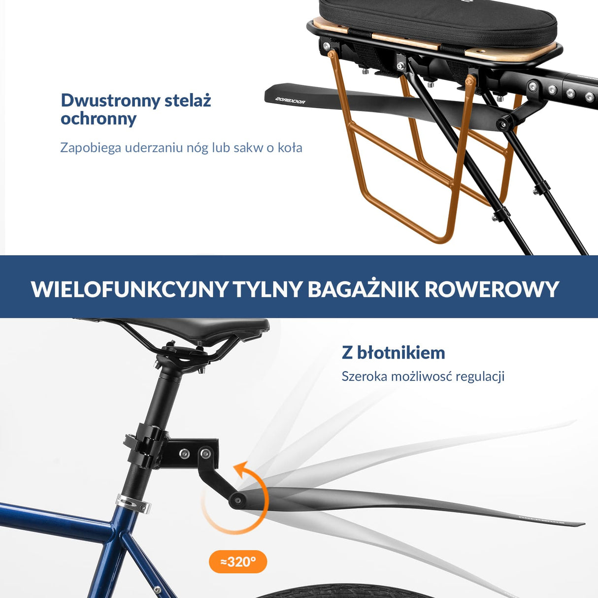 ROCKBROS Bagażnik Rowerowy Wykonany Z Regulowane Szybkozamykacz Z Błotnikiem-RBHJ-1 Bagażniki