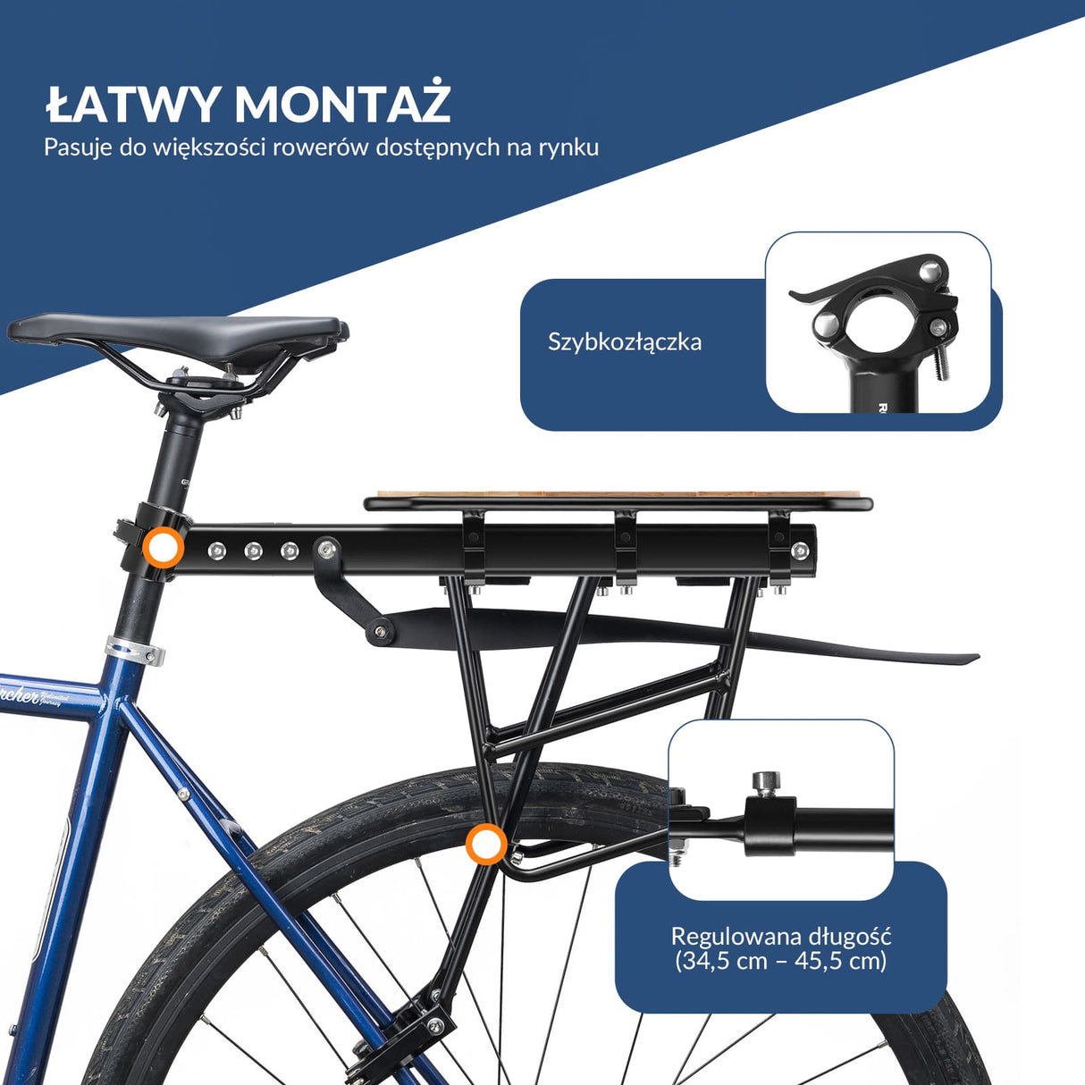 ROCKBROS Bagażnik Rowerowy Wykonany Z Regulowane Szybkozamykacz Z Błotnikiem-RBHJ-1 Bagażniki