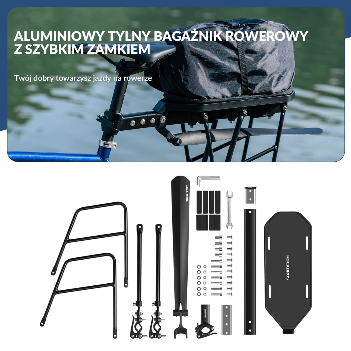 ROCKBROS Bagażnik Rowerowy Wykonany Z Regulowane Szybkozamykacz Z Błotnikiem-RBHJ-1 Bagażniki