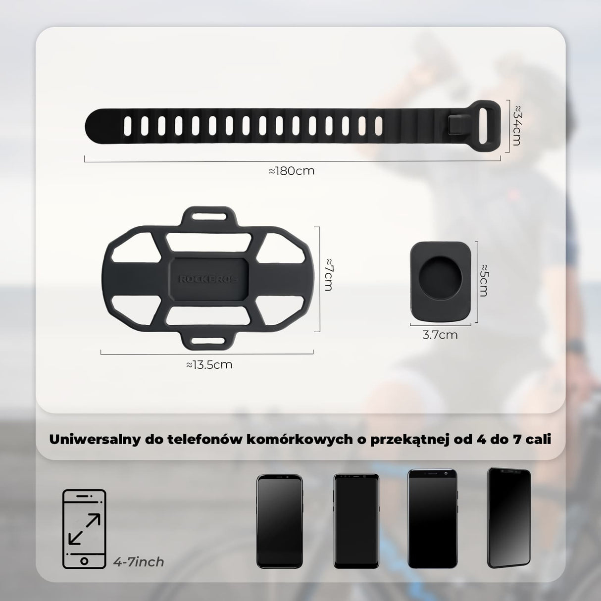 ROCKBROS Uchwyt Na Telefon Rowerowy Silikonowy Z Szybkim Zwalnianiem Uchwyty na telefon