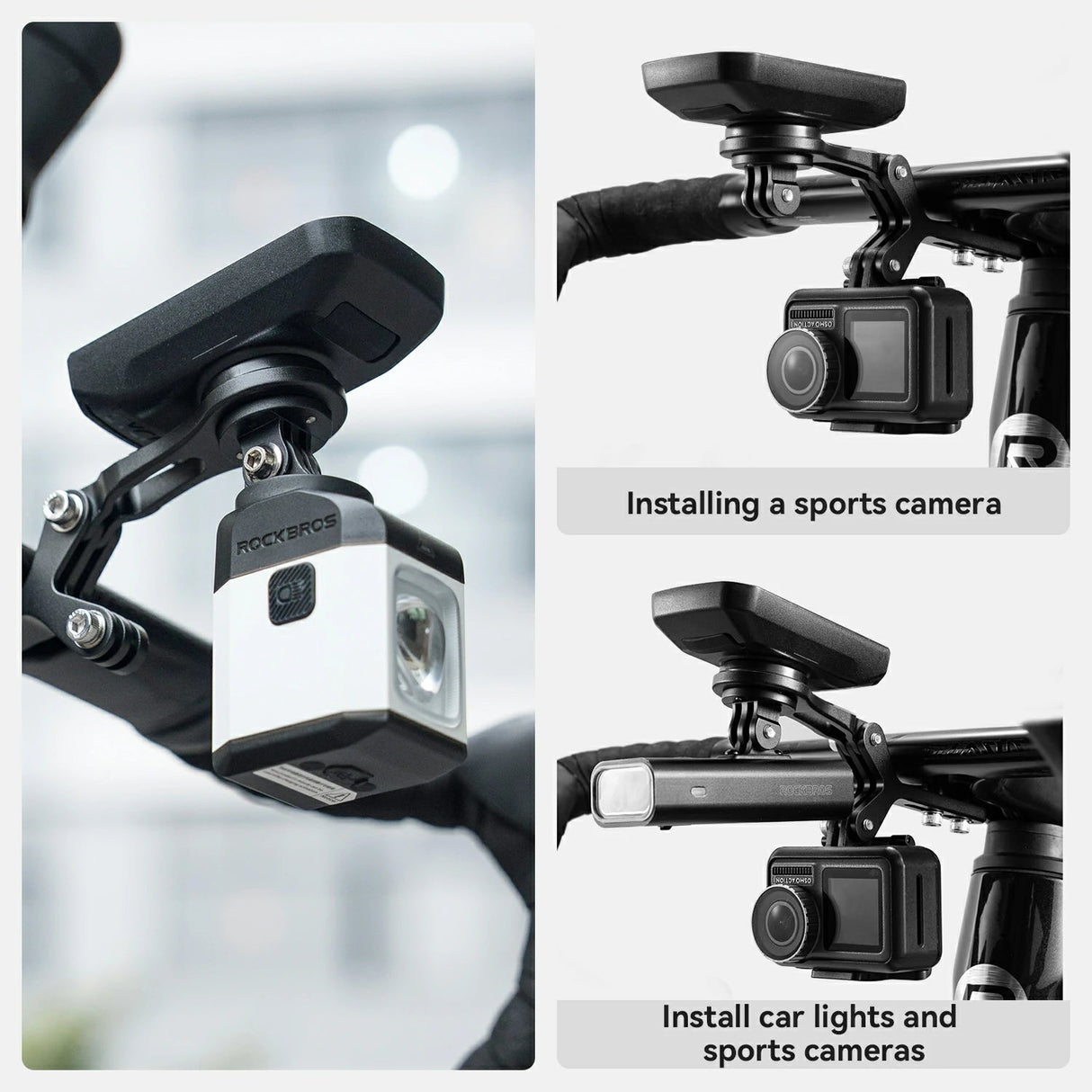 ROCKBROS Uchwyt Na Licznik I Lampkę Do Kierownicy Zintegrowanej-FK370D Uchwyt na komputer rowerowy
