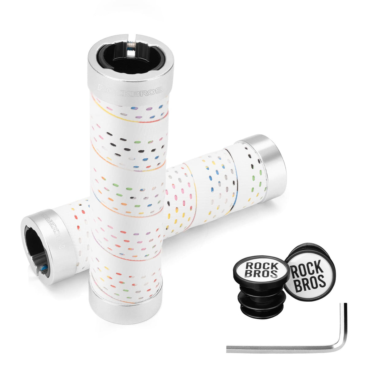 ROCKBROS Chwyty Rowerowe 22,2 mm z Podwójną Blokadą-GR0112 Rączki roweroweBiałe