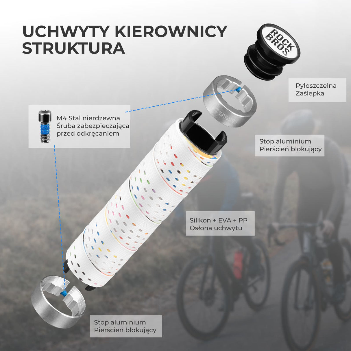 ROCKBROS Chwyty Rowerowe 22,2 mm z Podwójną Blokadą-GR0112 Rączki rowerowe