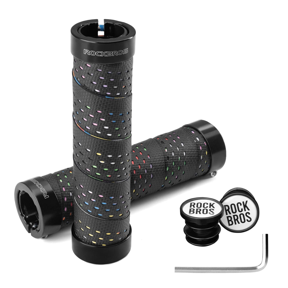 ROCKBROS Chwyty Rowerowe 22,2 mm z Podwójną Blokadą-GR0112 Rączki roweroweCzarny