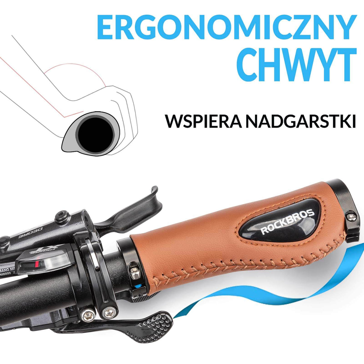 ROCKBROS Chwyty Rowerowe ⌀22,2 mm Rączki Gripy do kierownicy Uniwersalne Rączki rowerowe