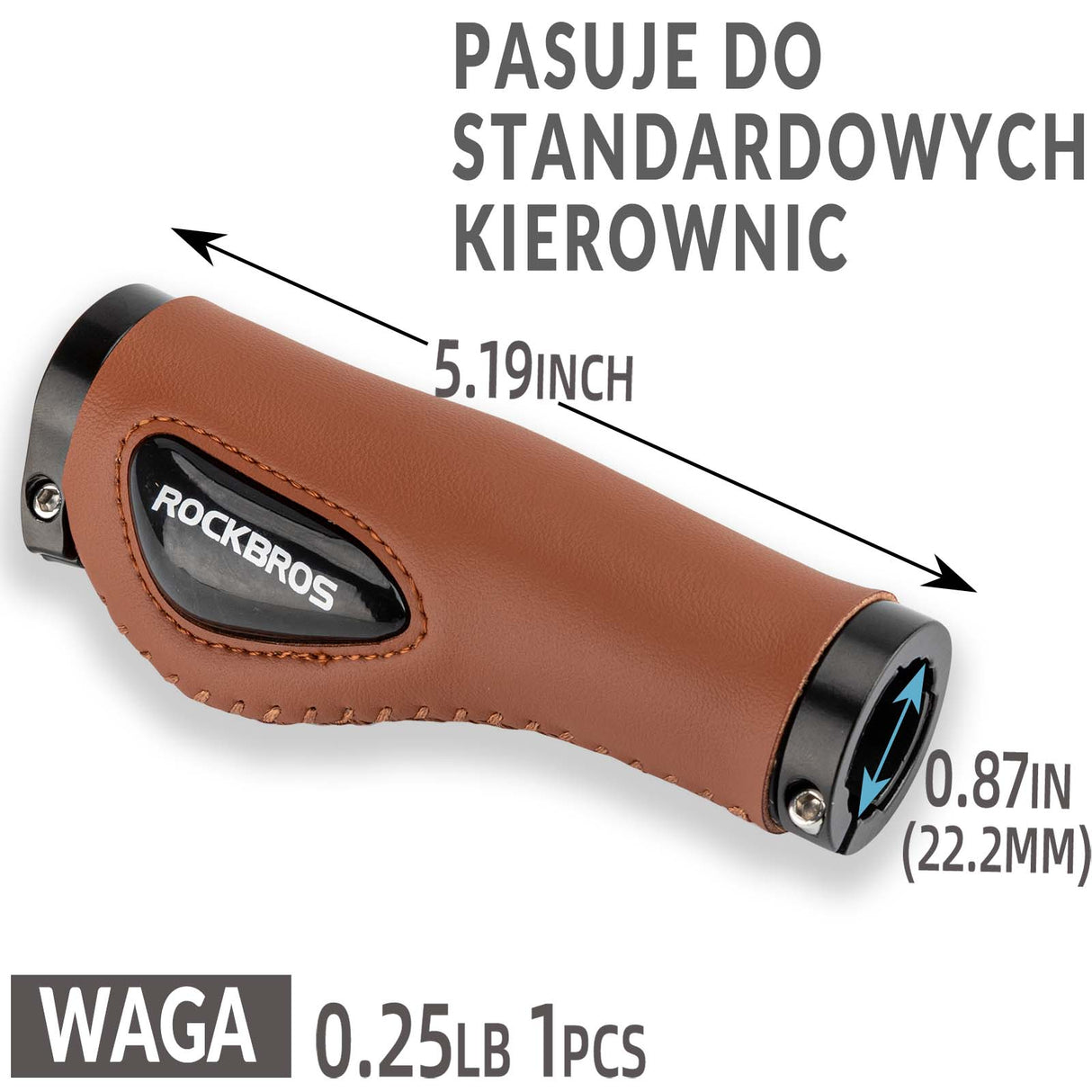 ROCKBROS Chwyty Rowerowe ⌀22,2 mm Rączki Gripy do kierownicy Uniwersalne Brazowy