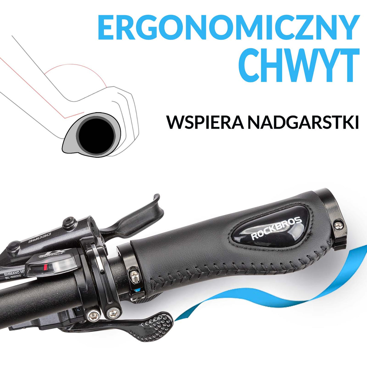 ROCKBROS Chwyty Rowerowe ⌀22,2 mm Rączki Gripy do kierownicy Uniwersalne Rączki rowerowe