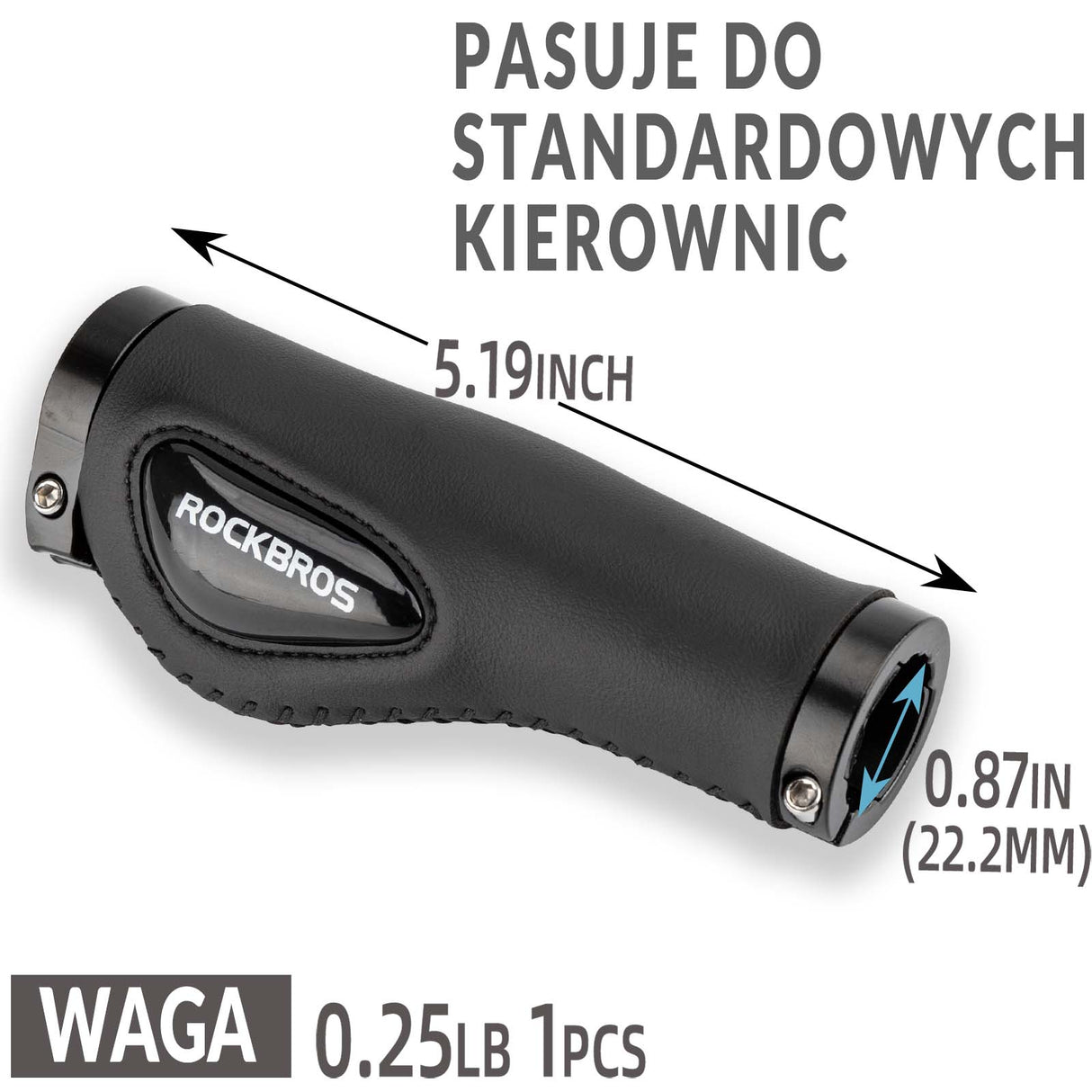 ROCKBROS Chwyty Rowerowe ⌀22,2 mm Rączki Gripy do kierownicy Uniwersalne Rączki rowerowe