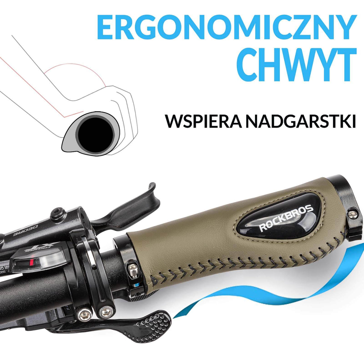 ROCKBROS Chwyty Rowerowe ⌀22,2 mm Rączki Gripy do kierownicy Uniwersalne Rączki rowerowe