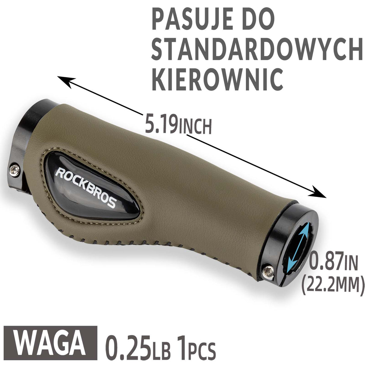 ROCKBROS Chwyty Rowerowe ⌀22,2 mm Rączki Gripy do kierownicy Uniwersalne Rączki rowerowe