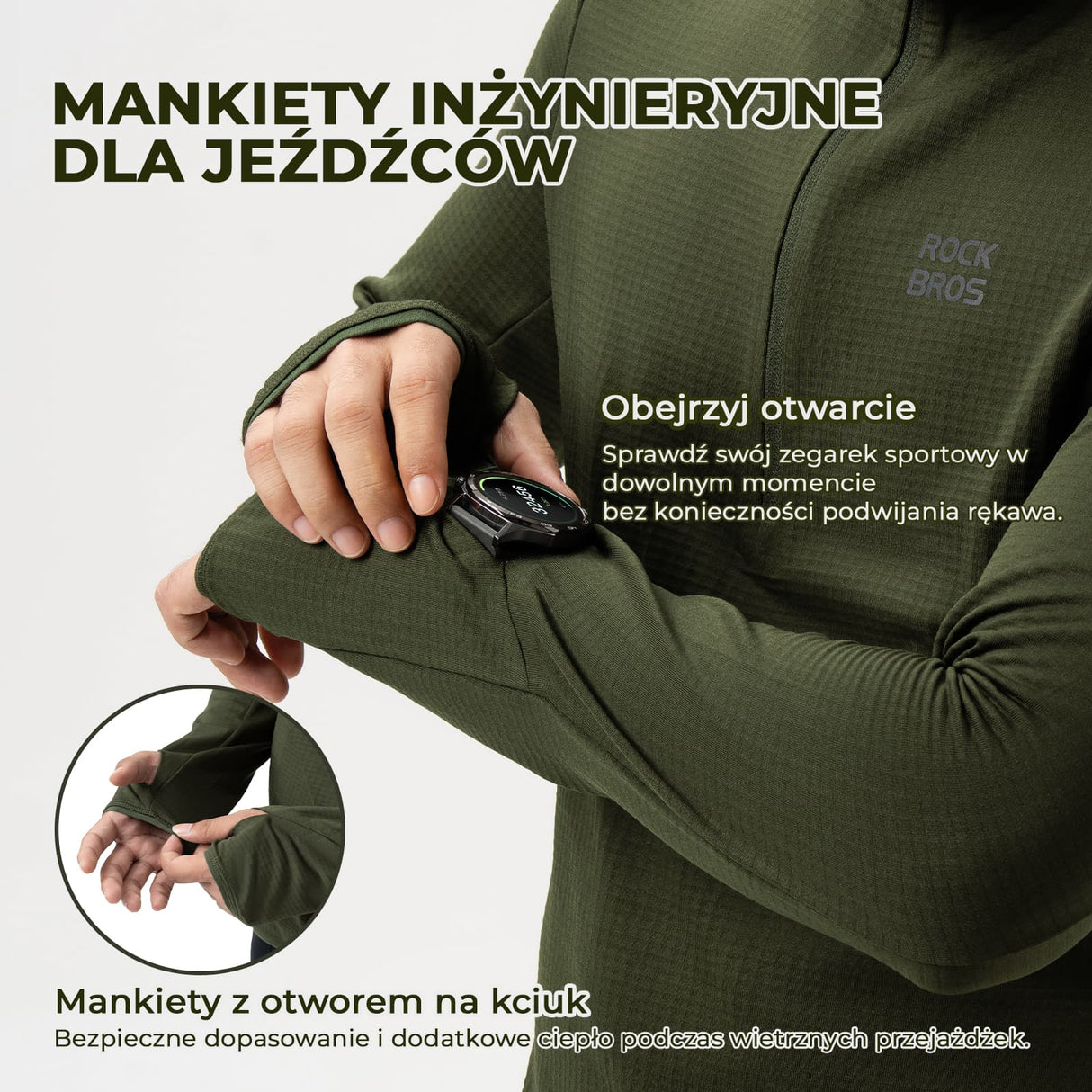 ROCKBROS Ciepła Bluza Kurtki z Polarem Ciemnozielony-YPW080 Kurtki