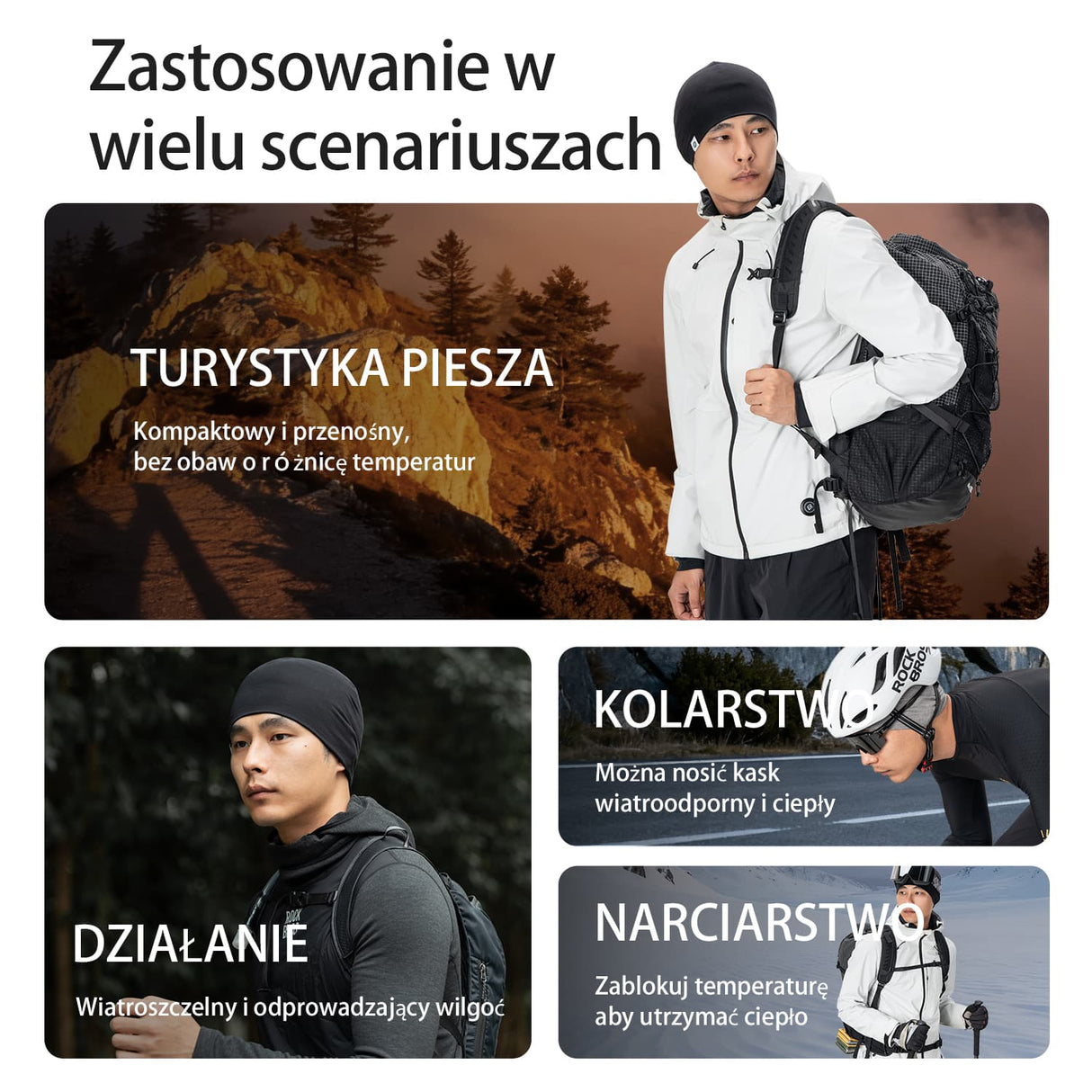 ROCKBROS Ciepła Czapka Rowerowa z Wełny i Tencelu-YDM002 Czapki