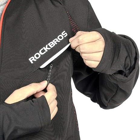 ROCKBROS Kurtka Rowerowa Oddychająca, Wodoodporna, z Odblaskowymi Paskami Kurtki