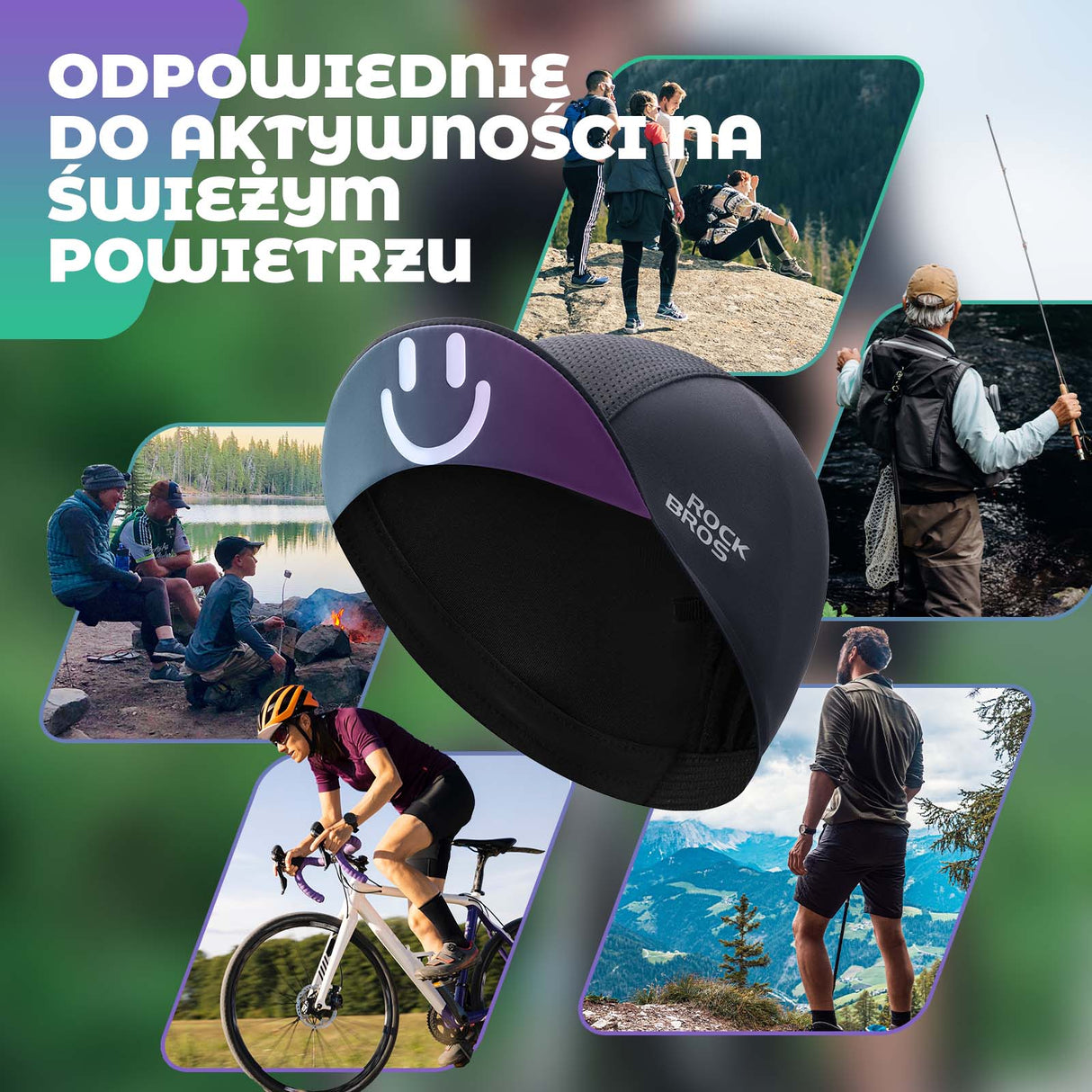 ROCKBROS ROCKBROS Czapka Rowerowa Kapelusz Przeciwpotna Daszkiem pod Kask UPF50+ Unisex Czapki
