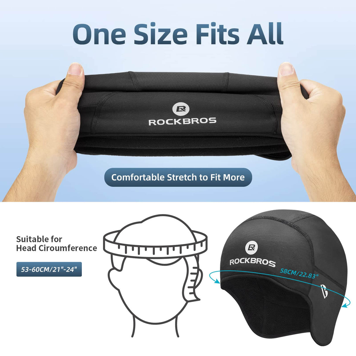 ROCKBROS ROCKBROS Czapka Zimowa Wiatroszczelna z Otworami na Okulary Unisex Czarna/Szara Czapki